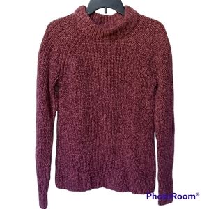Goodthreads 100% Cotton Shaker Stitch Turtleneck Sweater Burgundy Size XS